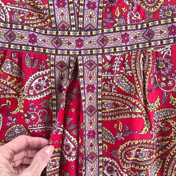 Beth Bowley Sundress Size 2 Red Paisley Cotton/Silk - Picture 4 of 5